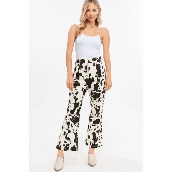En Saison Cow Print Pants Size Medium - Picture 1 of 8